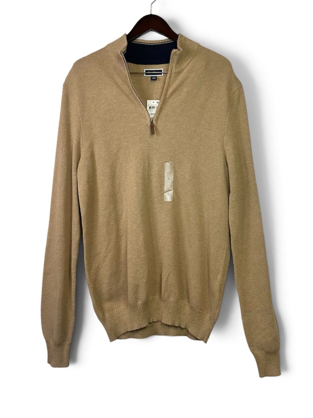 Club Room Men’s Quarter Zip 100% Cotton Mock Neck Knit Sweater Size Large NWT